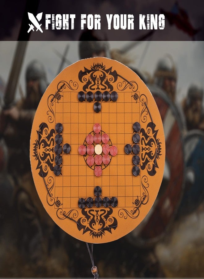 WodGod Hnefatafl- Viking Chess Set,Traditional Two-Player Board Strategy Game,Leather Play Mat,Wooden Chess Pieces,Drawstring Design,Easy for Store & Travel,Great Gift for Vintage Game Lovers - Image 2